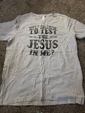 Bella Canvas Gray Short Sleeve Tee with Black Faith Graphic